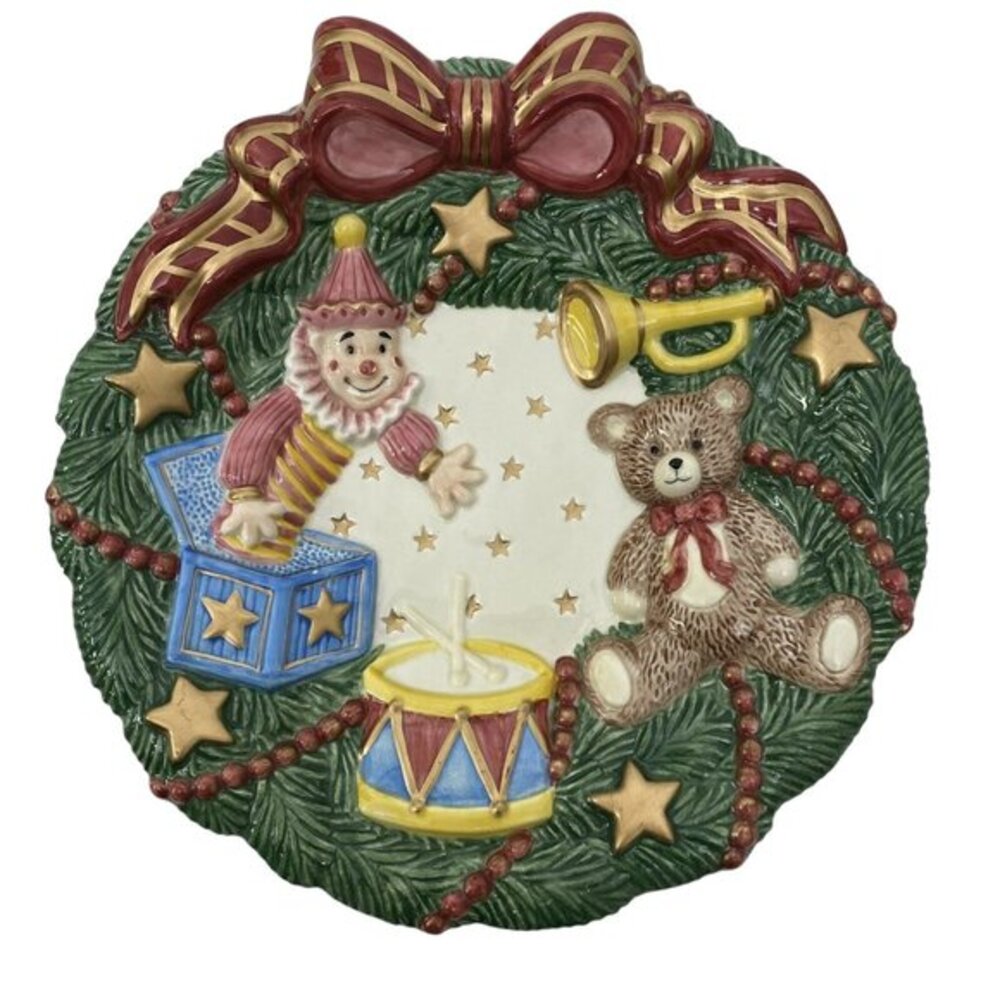 Fitz and Floyd Cookies For Santa Plate - Jack in the Box Christmas Wreath
